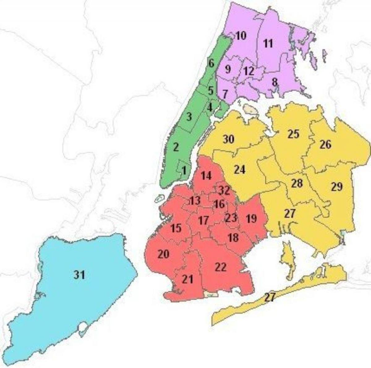mapa Manhattanu školských obvodov