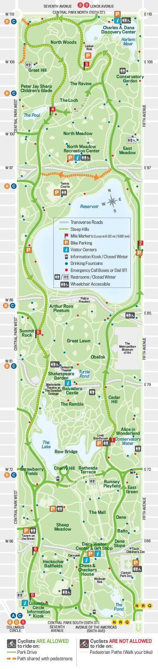 mapa central park beží