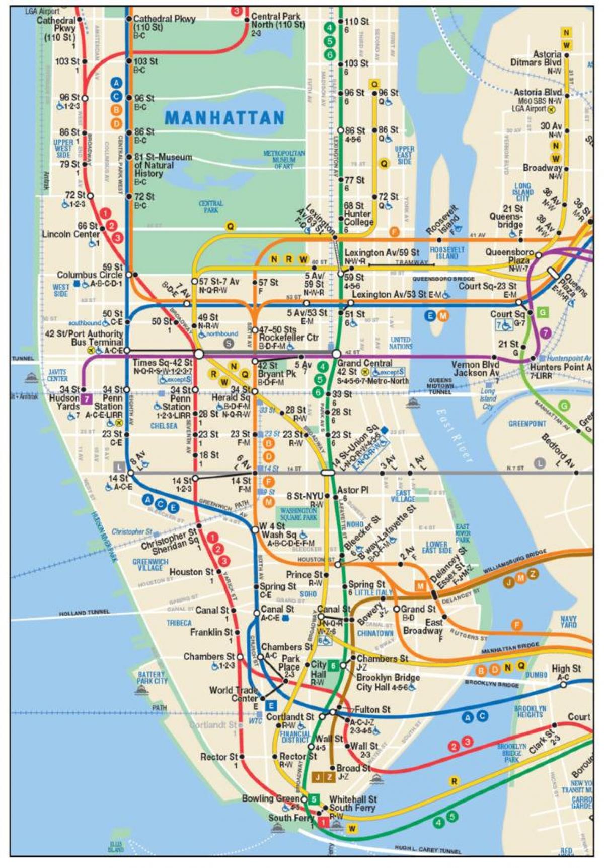 mapa dolnom Manhattane metro