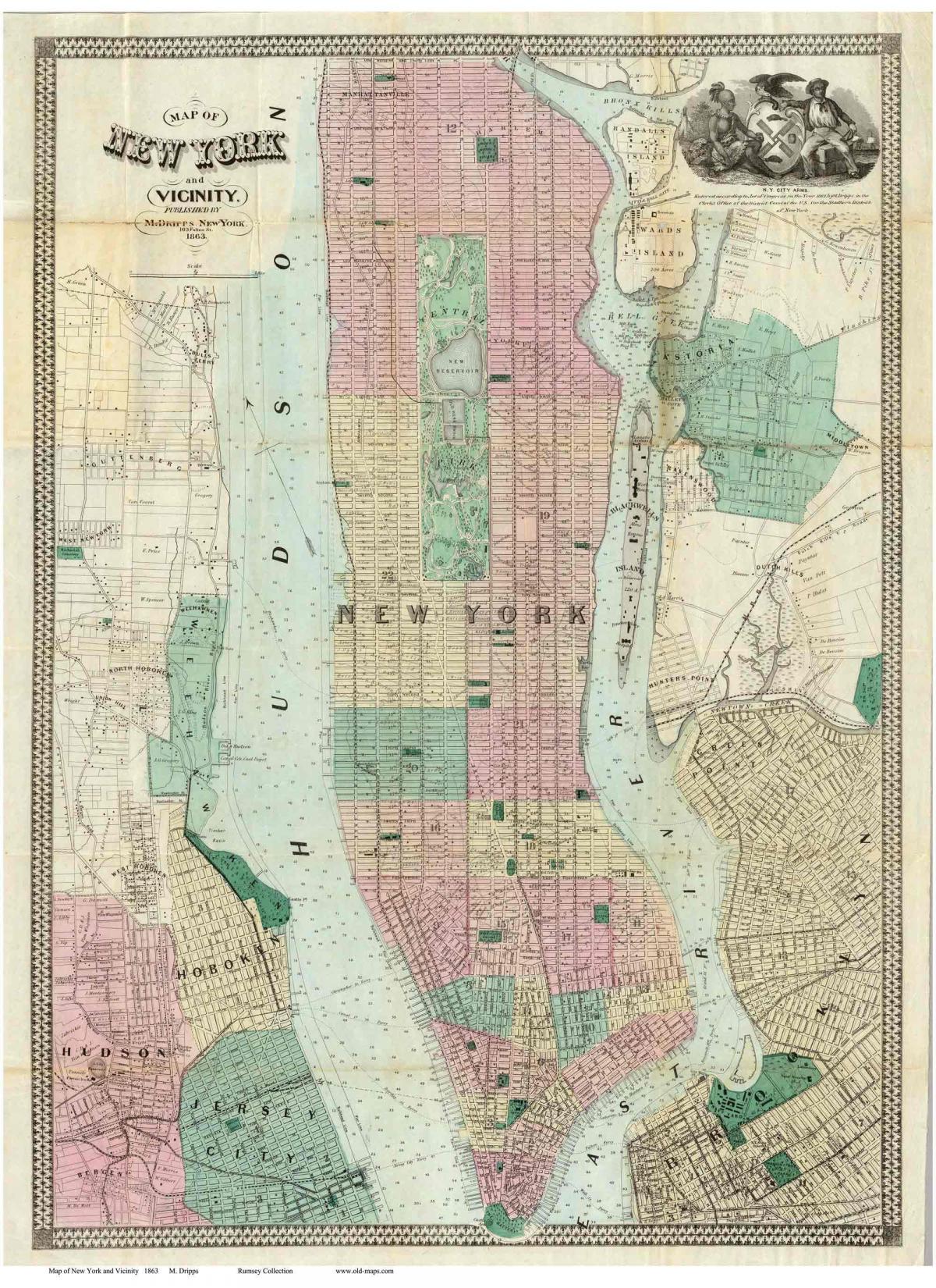 historické mapy Manhattan