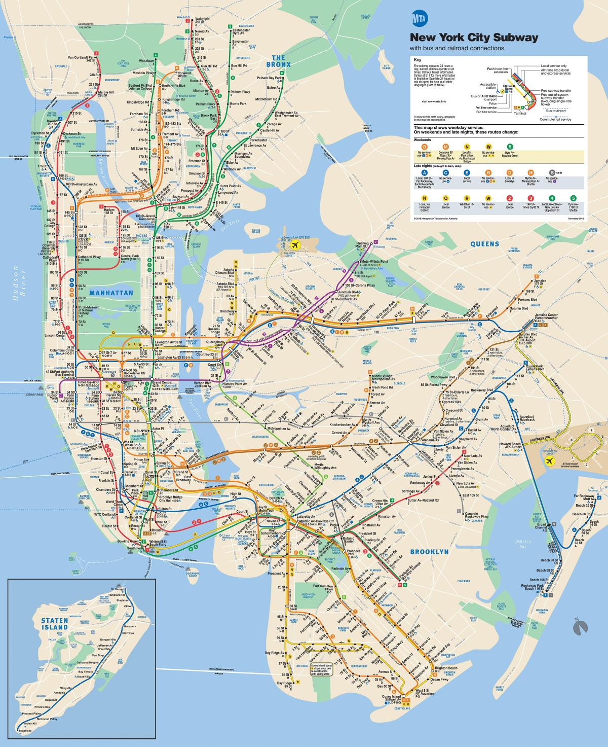 Manhattan verejnej dopravy mapu