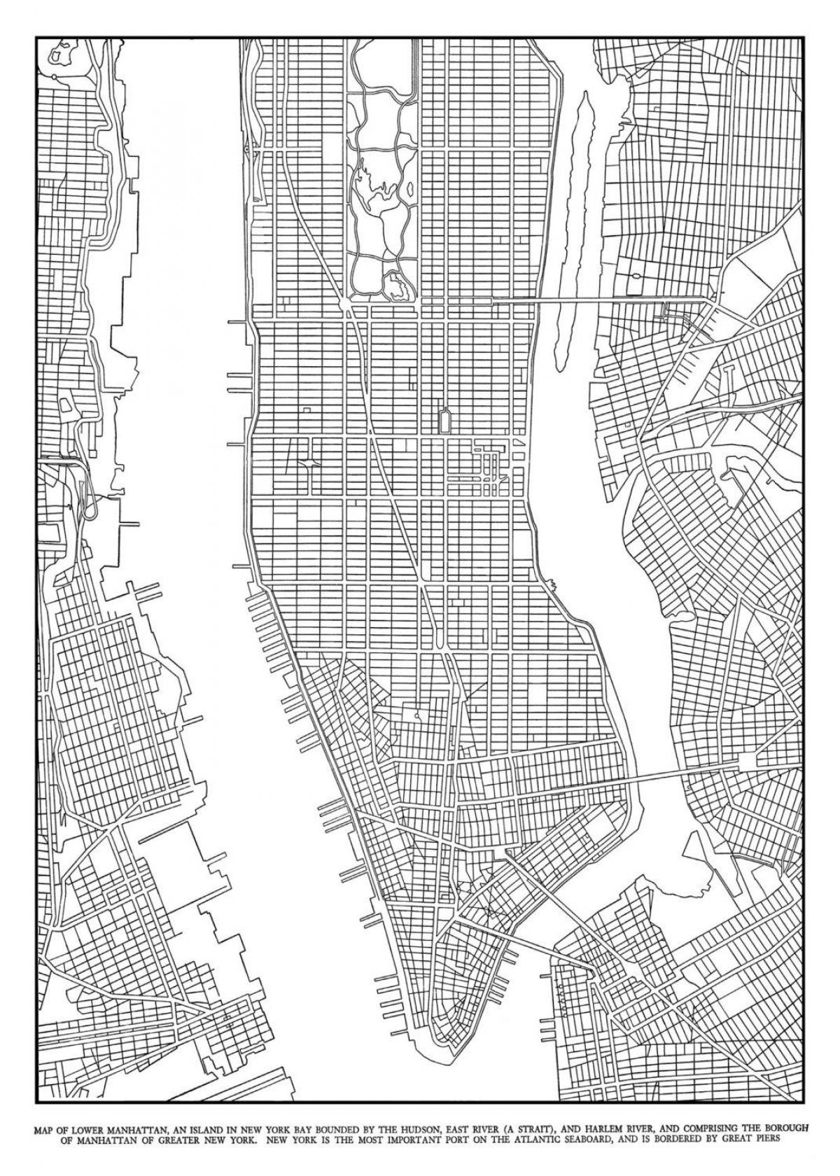 mapa Manhattanu mriežky