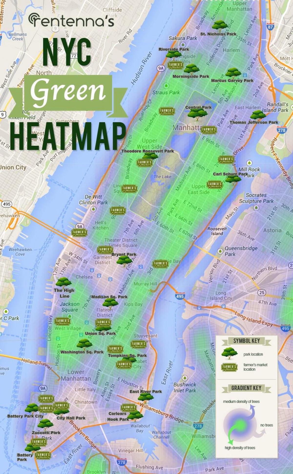 mapa Manhattanu parky