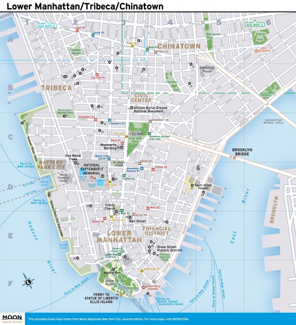 mapa dolnej Manhattan, ny