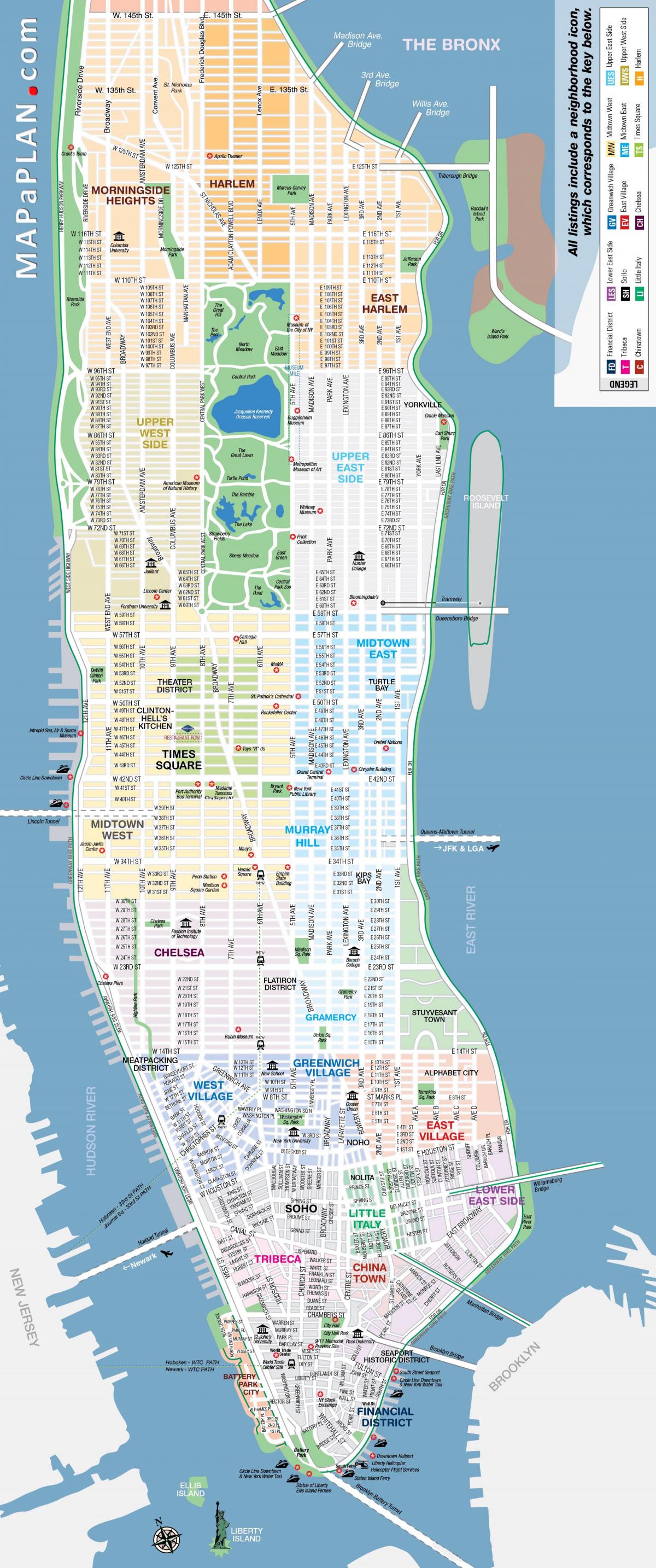 zadarmo vytlačiť mapu Manhattanu, new YORKU