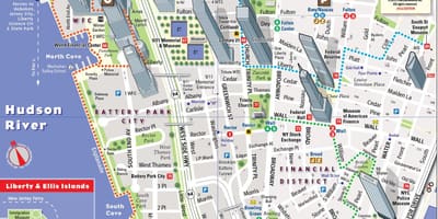 Dolnej Manhattan, turistické mapy