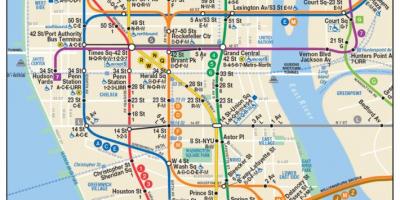 Mapa dolnom Manhattane metro