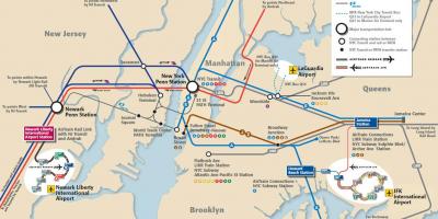 JFK na Manhattan metro mapu