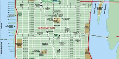 Manhattan cesty mapu