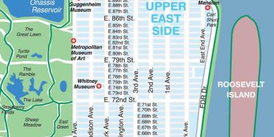 Mapa upper east side na Manhattane