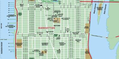 Podrobná mapa Manhattanu