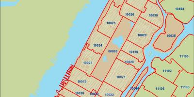 NYC psč mapu Manhattan