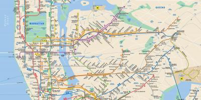 Manhattan ulici mapu s zastávky metra