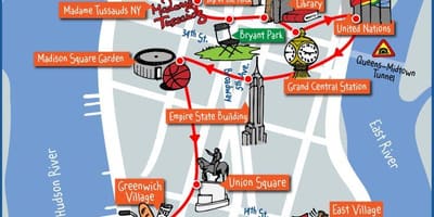 Midtown Manhattan atrakcie mapu